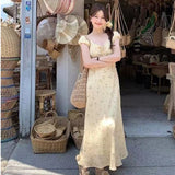 French Floral Short-Sleeved Dress Woman 2025 Summer New Temperament To Show Thin Bubble Sleeve Tea Breaker Dress
