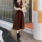 Large-Size Fat Mm Suit Dress Covered Meat High Waist Splicing Fake Two Dresses Women's Autumn Korean College Wind Reduction Long Dress