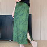 Silk Satin 2026 Summer Women's New New Chinese Style High Waist Long Open Skirt Pendant Half-Body Skirt