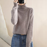 Wool Blended 2026 Autumn And Winter New Women's High-Collar Loose Loose Short-Colored Shoulder Hooded Bottom Sweater Knitting Shirt