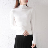 Temperament Wool Bottom Knitted Shirt 2026 Autumn And Winter New Short High-Song Jacket Half-High Collar Women's Pull-And-Twin Sweater