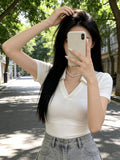Summer Slim Slimy Fashion With Hottie Short-Sleeved T-Shirt 2026 New Polo Collar Short Blouse