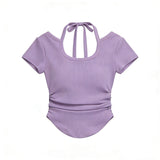 Pure Style Unique Short-Sleeved T-Shirt For Girls Summer New Hanging Neck Design Small Short Hottie Top