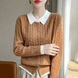 Wool Blended 2026 Autumn And Winter New Women's POLO Collar Small Mahjong Short Warm Knitted Open Shirt Over Jacket