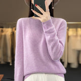 Support Quality Inspection Seamless 100% Pure Wool 2026 Line Ready-On-Line Autumn And Winter New Round Collar Knitted Bottom Sweater