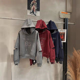 Thirteen Lines Of High-Quality Korean Version Of Loose Long-Sleeved Hooded Jacket Women's Letter Embroidery Spliced Striped Sleeves On The Top