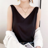 Silk Satin Double-Sedged Women's Vest 2026 Spring And Summer New Self-Repair V-Neck Short Temperament On The Top