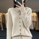 Line Ready-Wear 100% Pure Wool 2026 Autumn And Winter New Women's Short Loose Knitted Open-Shirt Jacket Hooded