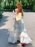 French Thousand Gold Storm Point Sling Dress Women's Summer 2026 New V-Neck Waist Holiday Style Temperament Dress