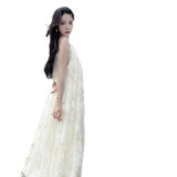 French Hanging Neck Dress High-End Embroidery Flower Skirt Fairy Super Fairy Seaside Vacation Dress