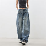 Blue Scissor Jeans Women 2025 Autumn And Winter Loose Broad Leg Trousers Design High Waist Wide Leg Pants New