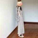 French Temperament Kinesi Design With Gray Short-Sleeved Dress Women's Summer 2026 New Waist Dress