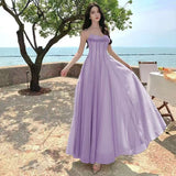 Vietnamese Minority French Holiday Style Light Green Sling Dress Women Summer Waist Thin Fairy Gas Big Swing Dress