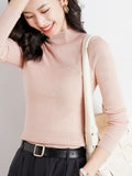 Fine-Woven Wool 2026 Autumn And Winter New Lady Body Half-High-Neck Solid Color Jersey Sweater