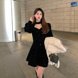Christmas Red Annual Meeting Sisters Velvet Dress Autumn And Winter New Temperament Careful Machine Design Dress Dress Dress Dress Dress