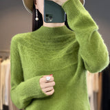 Wool Blended 2026 Autumn And Winter New Women's First-Line Ready-To-Wear Half-High-Necked Scribble Warm Knitted Bottom Sweater
