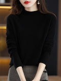 Skin Feeling 100% Wool Line Ready-To-Wear Seamless Autumn And Winter New Short Women Half-Collar Loose Bottom Knitting Sweater