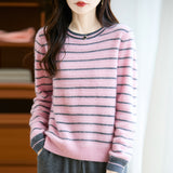 100% Pure Wool 2026 Autumn And Winter New Women's Loose Round-Collar Collar Short Top Bottom Knitted Sweater
