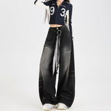 Black Wide-Legged Jeans Women's Winter 2025 Trend New High Street Small Work Clothes Loose Straight Pants