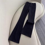 Black Plus Velvet Micro-Horn Jeans Women 2025 Autumn And Winter Trend New High-Rise Slim Slim Elastic Trumpet Pants