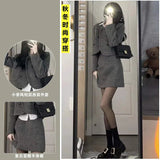 Small Scented Hair, The Fashion Dress Women's Autumn And Winter New Retro Small Suit Skirt Two Sets Of Tea Wearing