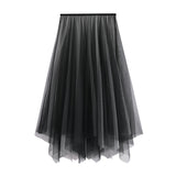 Spring And Summer New Irregular High-Waisted Mesh Yarn Long Skirts With Asymmetric Skirts Showing Thin 8797