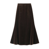 Golden Velvet Half Dress Women Autumn And Winter New Long-Rise High-Rise Thin Fishtail Skirt Velvet Half Skirt 9828