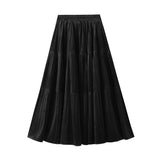 Velvet Hundred Folded Skirt Women Autumn And Winter Loose High Waist Thin Shaded A Word Umbrella Skirt Long Swing 8961
