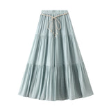 Cotton Cake Skirt Dress Half-Dress Slim Feeling A Long Dress Girl Summer Long Splicing Big Swing Skirt 9935