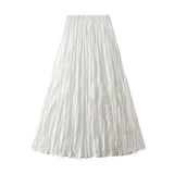 Light Luxury Light Pressure Folded Skirt Women's Spring And Autumn New Station Big Swing Thin Folded A Skirt 0323