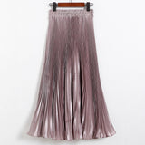 Metal Luster Polyester Pressure Folded Half Skirt Original Single Long Skirt Silk Clear Silk #8035