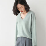 Wool Blended 2026 Autumn And Winter New Women's Round V. Collar Loose Short Jacket On The Head Of The Bottom Knitting Sweater