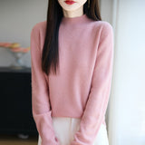 Line Ready-Upled Wool Blending 2026 Autumn And Winter New Women's Short Dress Half High-Neck Solid Color Bottom Top Knitting Shirt