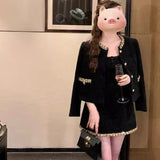 Rich Family Gold Purple Little Fragrant Style Dress Women Autumn And Winter High-End Short Coat Temperament Two Sets