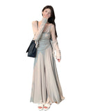 Lazy Temperament Set Spice Girl With Sunscreen Shang-Lao Shirt Women's Summer New High Waist Casual Dresses