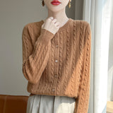 Wool Blended 2026 Autumn And Winter New Women's Round Collar Collar Hooded Small Knitted Open-Flowered Knitted Jersey Coat