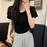 Small Design With Korean Version Of Short-Sleeved T-Shirt Women In The Summer To Wear A Back Shirt Slim Short Dress