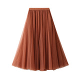 New Long Yarn Skirt Half Dress Girl Autumn And Winter High Waist Long Net Yarn Skirt 100 Folding Skirt A Skirt Fairy Dress 8859