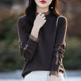 Fine-Woven Wool 2026 Autumn And Winter New Women's Short Loose Lace Lace Lace Hollow Bottom Jersey Sweater