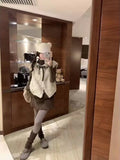 Miss Matsuno Bow Bumping Curly Curling Vest + Wave Point Set Of College Style Sweet Cute Coat