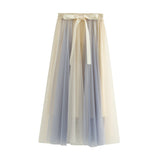 Pining Yarn Skirt Half Skirt New Medium-Length A-Character Mesh Dress Dress Fairy Dress 8576