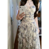 Chiffon Claming Dress Female Summer V Collar Waist Temperament Fairy Dress Sexy Pure Lust Dress