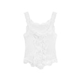 Gentle Style Suit Women's Summer Sweet Spicy Lace Sling Vest Super Fairy Long Dress White Dress Two-Piece