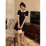 Summer New Design Fashion POLO Collar Short-Sleeved Dress Woman Slime A Dress Hepburn Short Dress