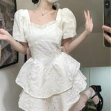 Pure Sweet And Spicy Wind Bow Dress Summer Small Fluffy Dress Female Design Feel Chic Waist Princess Dress