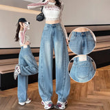 High-Rise Broad-Legged Jeans Women's Autumn And Winter 2025 New Thin Loose Scimits Straight Tube Drag Pants