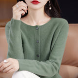 Wool Blended 2026 Autumn And Winter New Women's Round Collar Short Line Ready-Up Knitted Open Coat Coat Top 5