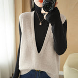 Wool Blending 2026 Autumn And Winter 5 Women's New Short Loose Big V-Neck Solid Color Jacket Outside The Knitting Vest