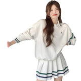 College Wind Blowing Street Sports Suit Skirt Women Spring And Autumn Casual Fashion Cut Sweet Hot Girls Two-Set