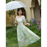 French Sweet Dizzy Stained Flower Dress Female Summer Small High-End Temperament To Waist Fairy Holiday Dress